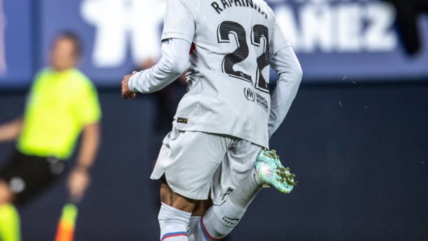 Raphinha pictured during Barcelona's 2-1 win at Osasuna in November 2022
